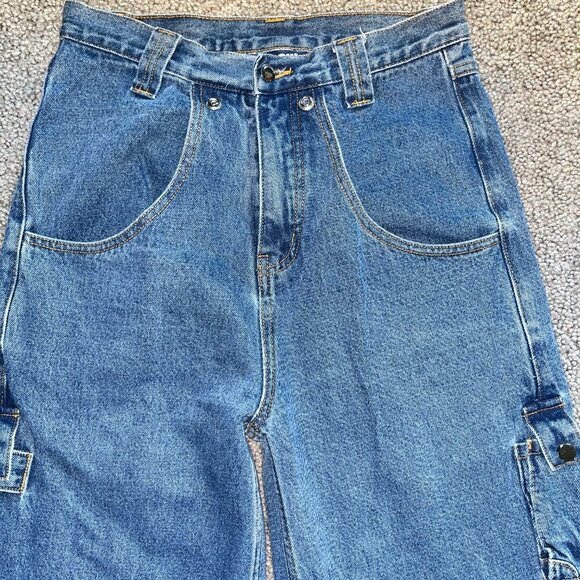 LIQUID LAGOON Y2K WIDE LEG DENIM JNCO STYLE  HEAVY BAGGY SKATER JEANS 30/32 - Picture 2 of 14
